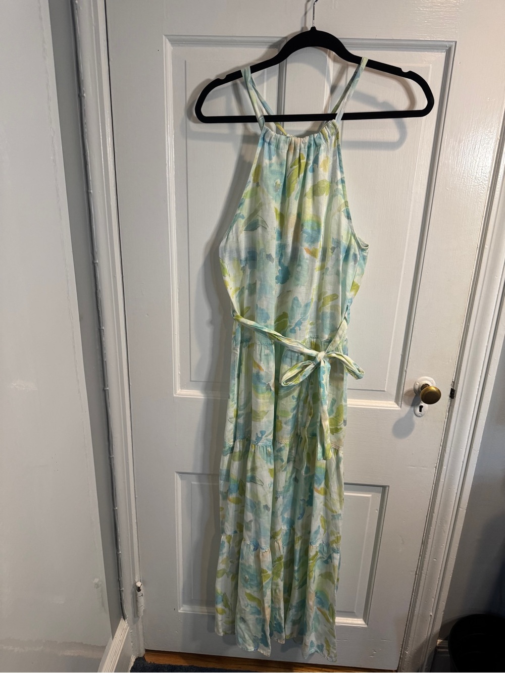 Bella Dahl Mint, Sky Blue & Pale Yellow Floral Halter Dress